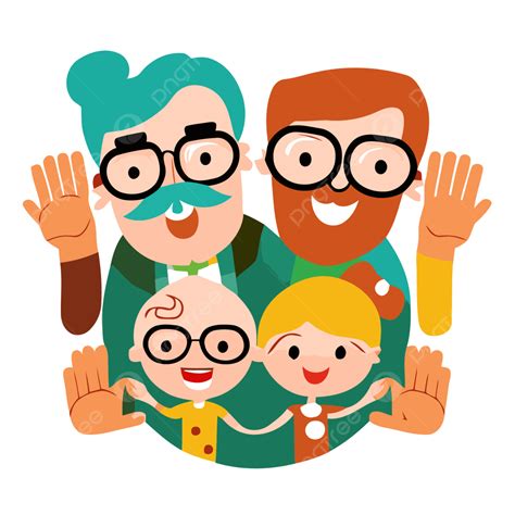 Family Hands Vector, Sticker Clipart Cartoon Family With Their Hands Up, Sticker, Clipart PNG ...