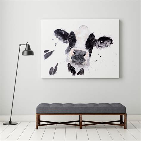 Cow Canvas Print- Hand signed Abstract Wall Art - Cow Watercolour Painting of my Original ...