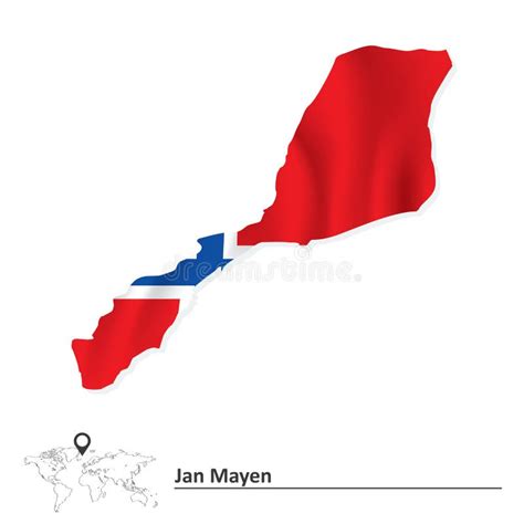 Map of Jan Mayen with flag stock vector. Illustration of territory ...