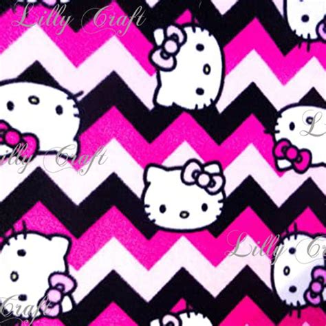 Lilly Craft Hello Kitty Pink Black Chevron Print Fleece Anti-Pill ...