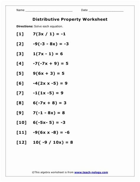 45 Distributive Property With Variables Worksheet