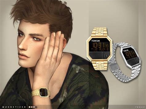 The Best: Magnetized Watch by Toksik | Sims 4 men clothing, Sims 4, Sims 4 piercings