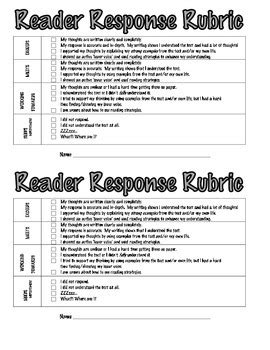 Reading Response Rubrics by Kathy Farvour | TPT