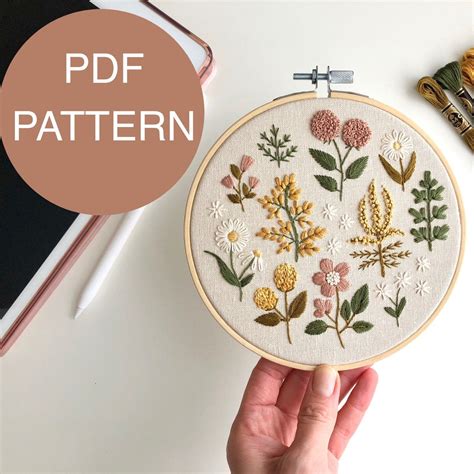 Vintage Wildflowers embroidery pattern botanical embroidery | Etsy in 2021 | Embroidery patterns ...