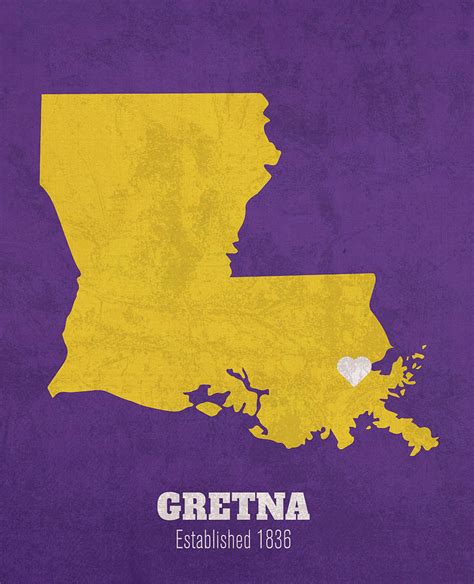 Gretna Louisiana City Map Founded 1836 Louisiana State University Color ...