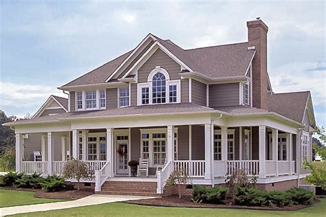 Country Farmhouse with Wrap-around Porch - 16804WG | Architectural ...