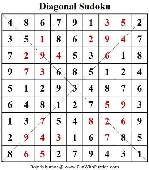 Diagonal Sudoku Puzzle (Fun With Sudoku #392)