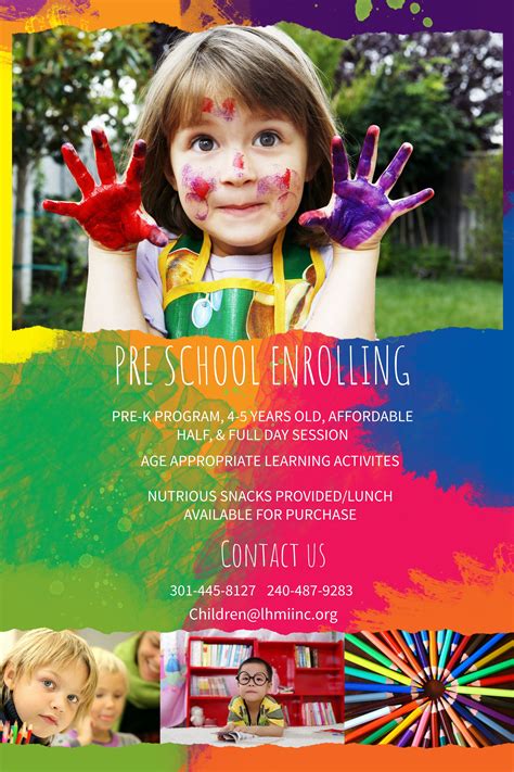 Preschool enrollment colorful poster/flyer template ... | ADVERTISING