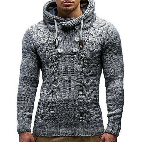 Jumper Long Sleeve Warm Sweater Knitted Coat Mens Casual Hooded Winter Pullover | eBay