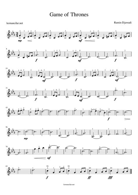 Game of Thrones Violin Sheet Music - Free Sheet Music