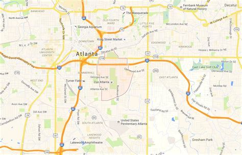 Grant Park Atlanta Map - Map Of Western Hemisphere