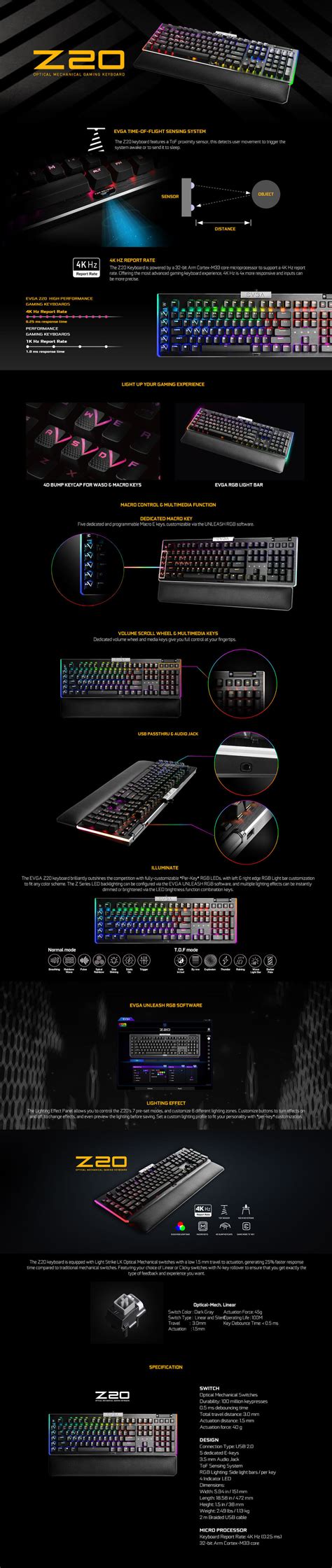 EVGA Z20 RGB Optical Mechanical Gaming Keyboard, Optical Mechanical ...