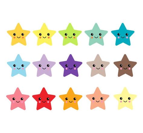 Cute Stars Clip Art, Kawaii Star Clipart, Star Clipart, Stars Clip Art ...