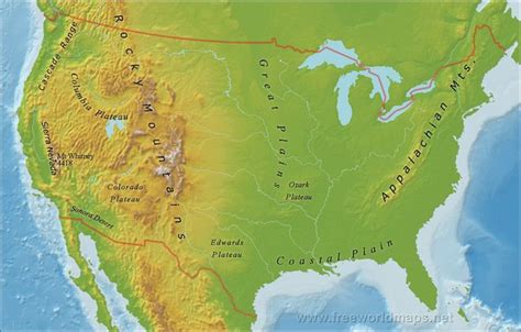 US mountain ranges map | Us map, Us geography, Geography map