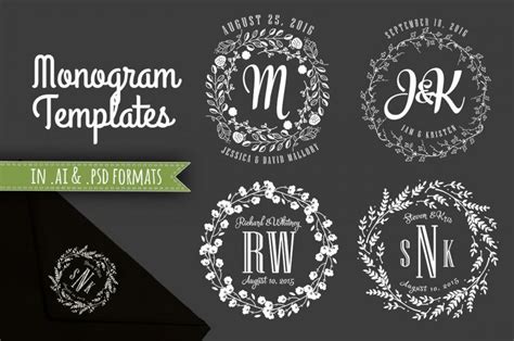 Wedding Monogram Templates - Wedding Initials Decorative Monograms - Monogram Design Template ...