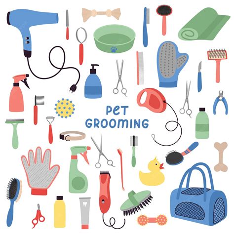 Premium Vector | Pet grooming tools set Dog and cat care grooming hygiene health accessories vets