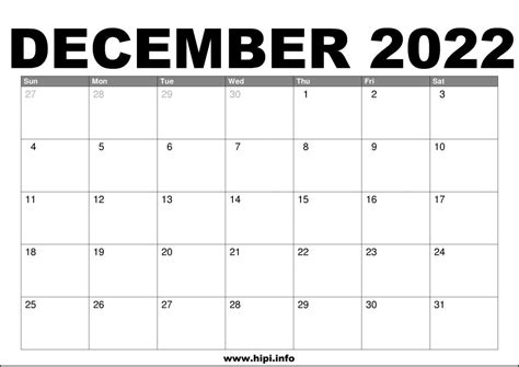 33+ December 2022 Calendar Printable Images – All in Here