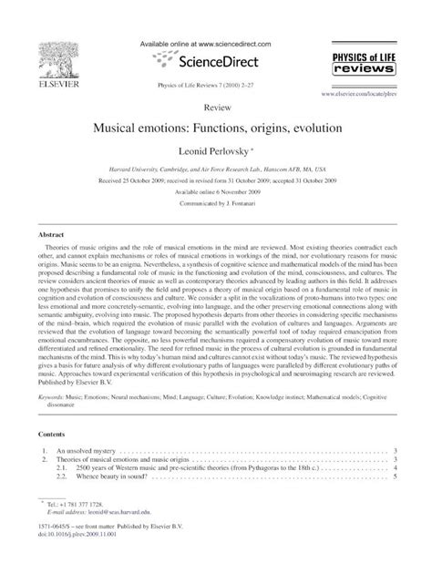 (PDF) Musical emotions: Functions, origins, evolutionrhythmcoglab ...