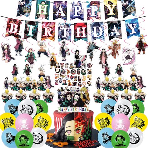 Buy 121Pcs Anime Birthday Decorations Party Decorations Include Happy ...