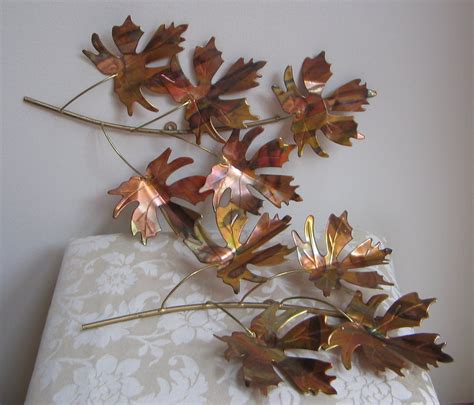 Jungle Leaf Drawing Easy : Vintage Metal Leaves Wall Art Copper Brass ...