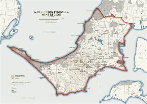 Heritage Wine Map of the Mornington Peninsula - Meridian Maps