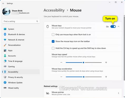 Turn On or Off Mouse Keys in Windows 11 | Windows 11 Forum