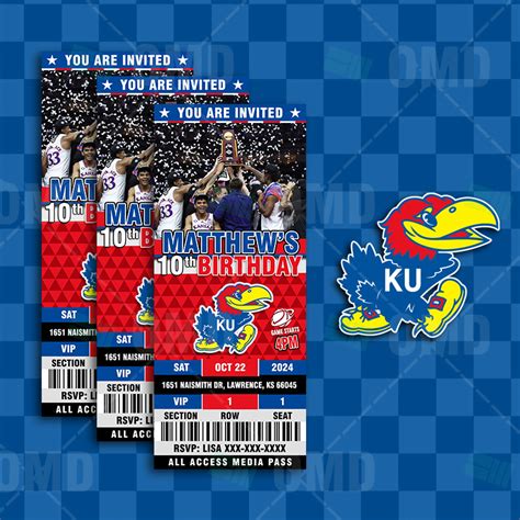 Kansas Jayhawks Basketball Ticket Style Sports Party Invites – Sports ...