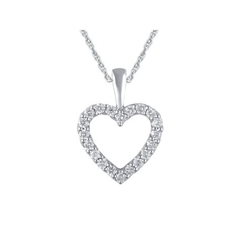 Brilliance Fine Jewelry - 14K White Gold Genuine Diamond Heart Pendant Necklace, 18" - Walmart ...