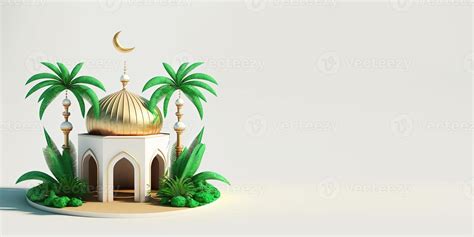 Gold 3D Mosque Illustration for Islamic Banner 17732002 Stock Photo at ...