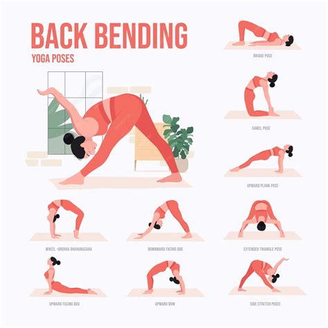 Premium Vector | Back Bending Yoga poses Young woman practicing Yoga pose Woman workout fitness