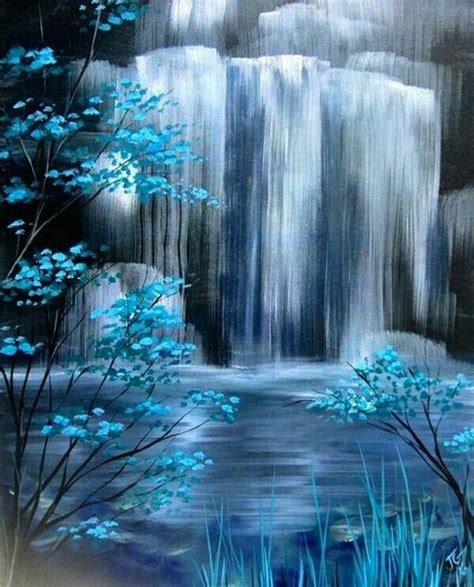 Pin by Miled Miled on Painting | Waterfall paintings, Landscape paintings, Art painting