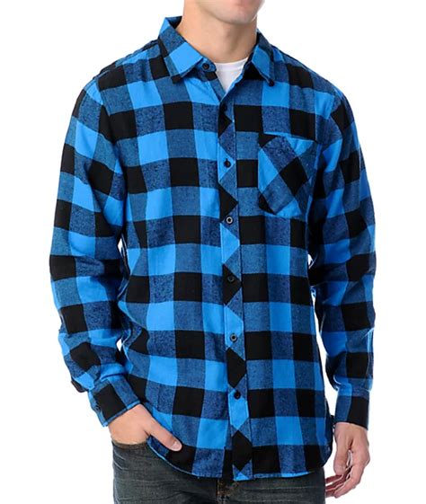 Free World Jasper Black & Blue Flannel Shirt