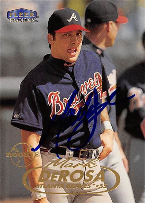 Mark DeRosa autographed baseball card (Atlanta Braves, FT) 1998 Fleer ...