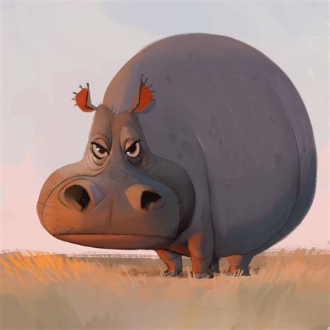 Perfectly-round hippo doesn't really care what you have to say. . #art #sketch #grumpy #round # ...