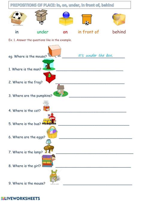 Place prepositions online activity for Elementary | Live Worksheets