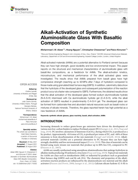 (PDF) Alkali-Activation of Synthetic Aluminosilicate Glass With ...