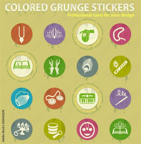 hare krishna colored grunge icons Stock Vector | Adobe Stock