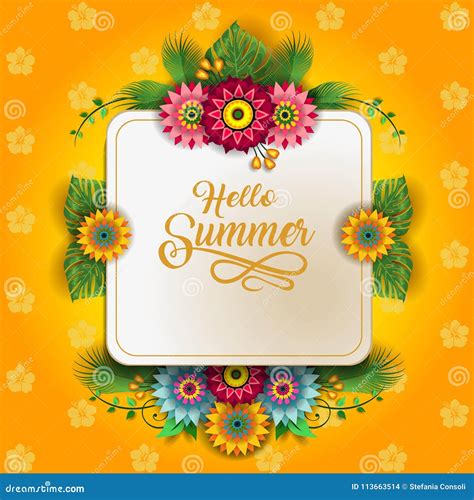 Happy Summer Flowers E stock illustration. Illustration of holidays - 113663514