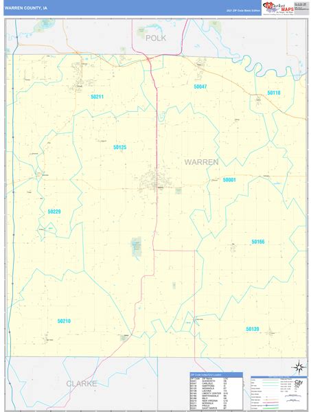 Warren County, IA Wall Map Basic Style by MarketMAPS