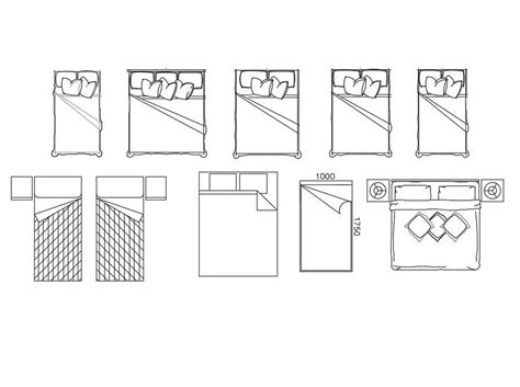 Autocad furniture drawing blocks of Beautiful 2d Bed design. Download ...