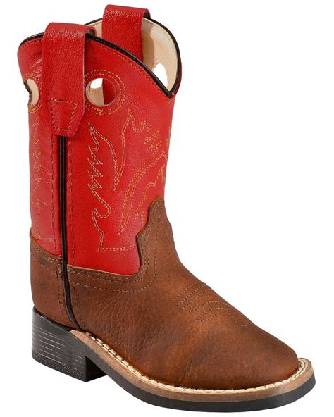 Old West Toddler Boys' Orange Cowboy Boots - Square Toe | Boot Barn