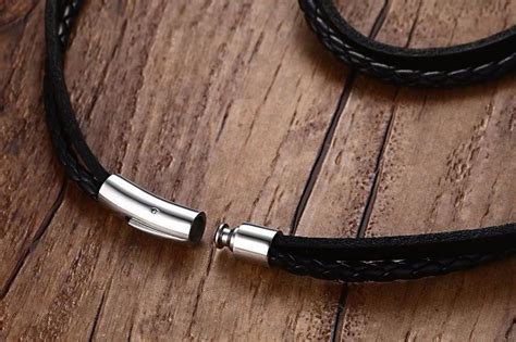 Multiwrap Genuine Black Leather Stainless Steel Bracelet - Ancient Explorers