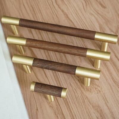 Brass Walnut Drawer Pulls Handles Dresser Knob Solid Wood Kitchen ...