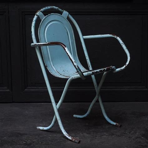 1950s Vintage English Industrial Blue Stak-a-Bye Tubular Steel Chair by Sebel at 1stDibs