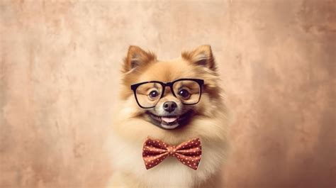 Premium AI Image | A dog wearing glasses and a bow tie