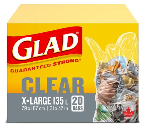 Glad Clear Garbage Bags - Extra Large 135 Litres - 20 Trash Bags | Walmart Canada