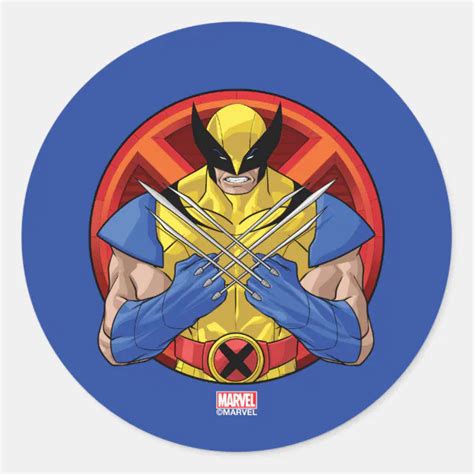 X-Men | Wolverine Character Badge Classic Round Sticker | Zazzle