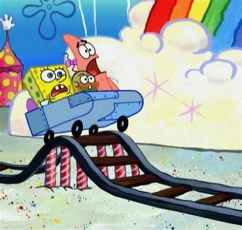 Spongebob and Patrick are so scared and the little kid is like, "weeee ...