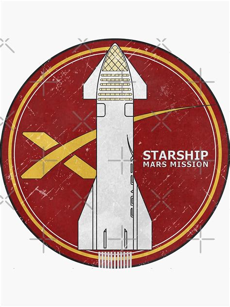 "Starship: Mars Mission Badge" Sticker for Sale by BGALAXY | Redbubble