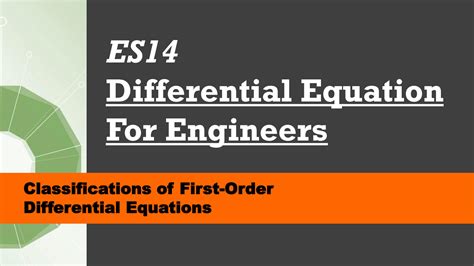 SOLUTION: Classifications of first order differential equations - Studypool